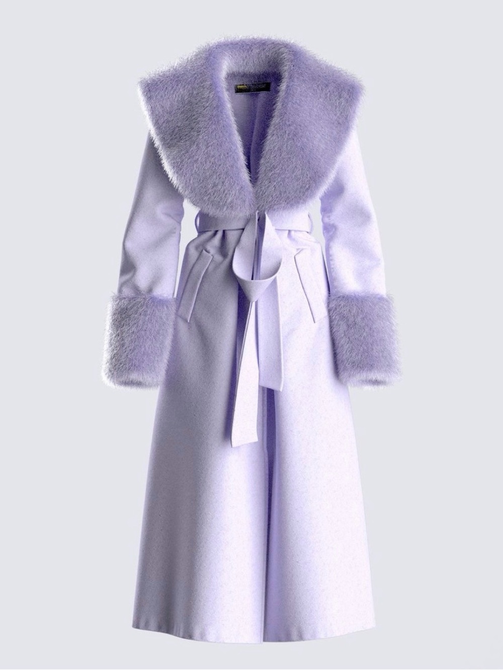 Finesse Anika Lavender Vegan Fur Trim Coat 1X CR6-7